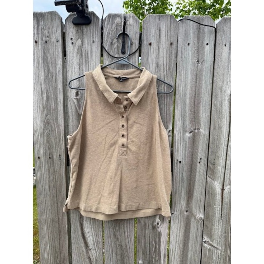 Capsule Wardrobe Preppy Minimalist Banana Republic Womens Polo Shirt Henley L